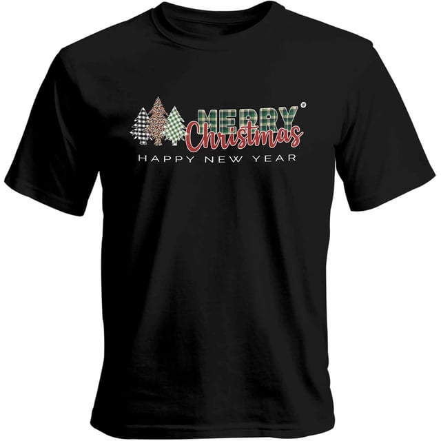 Mens T Shirts Plaid Xmas Tree Short Sleeve Casual Men's Tee Tops Graphic T-Shirts for Teen Boys/Men