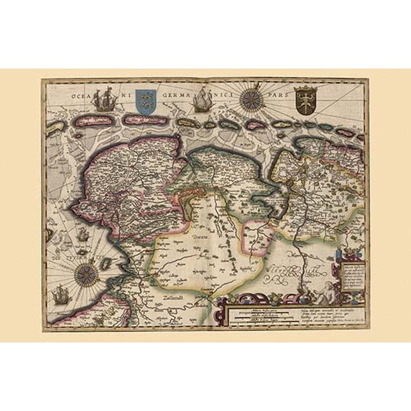 Map of the Area East of the Zuiderzee in the Netherlands-Fine art canvas print (20" x 30")