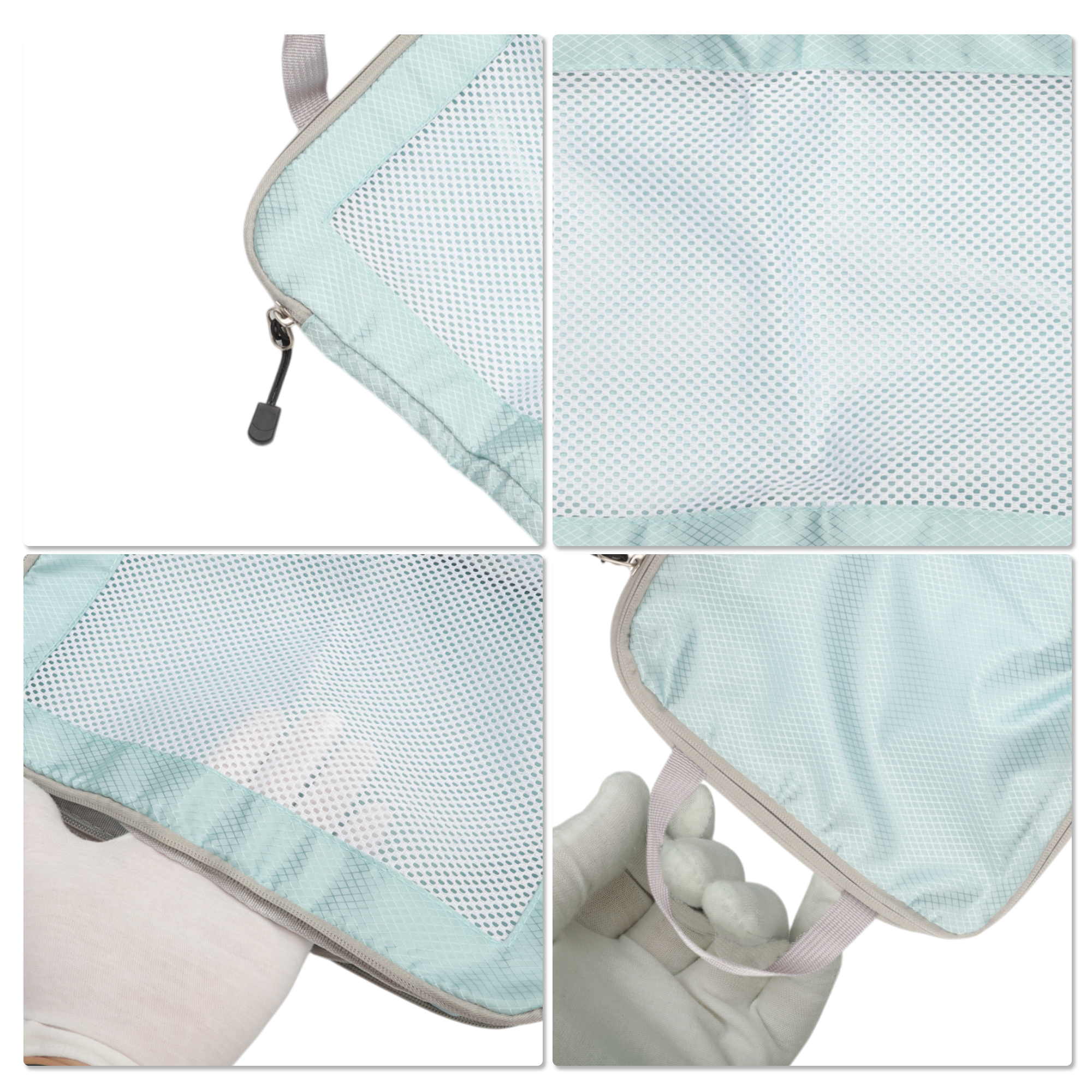Unique Bargains Durable Mesh Packing Cube 1 Piece Blue, Green 11.81"x4.72"x14.96"
