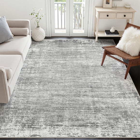 Alfombra Area Zesthome, moderna, lavable, antideslizante, 5 x 7 pies, gris