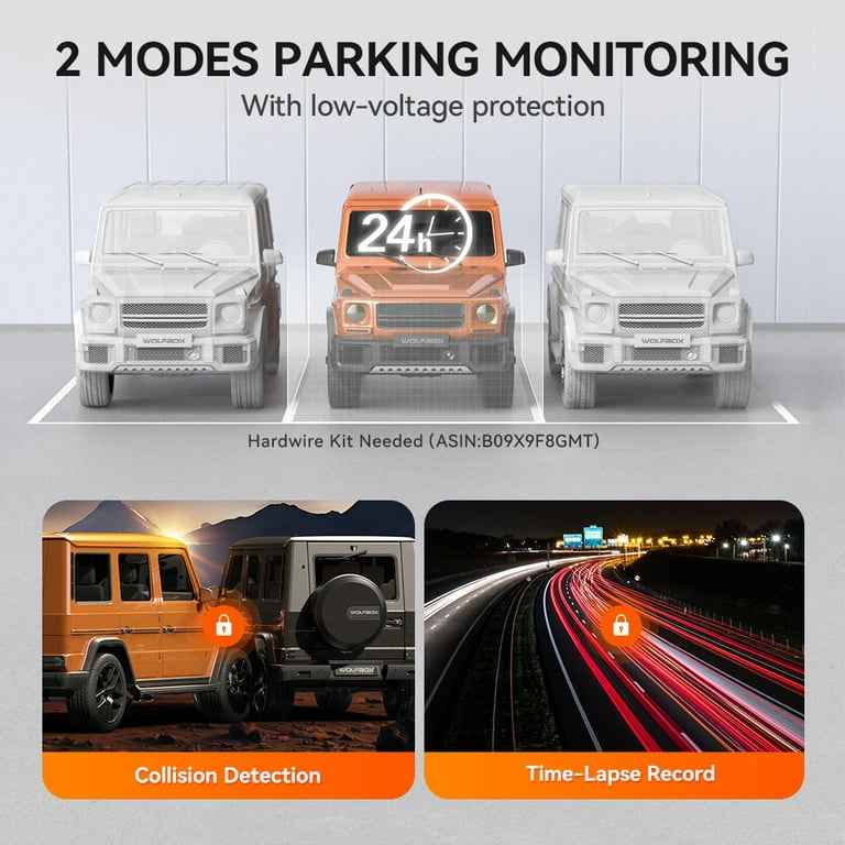 Wolfbox G900 4K+2.5K Touch Screen Parking Monitoring Dash Cam