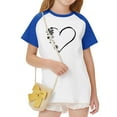 thumbnail image 6 of hengsof Children and Girls Clothing Love Printed Short Sleeve Round Neck Tops Color Block Tops, 6 of 8