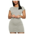 thumbnail image 2 of PENGXIANG Robe d'Été pour Femmes Col Serré Sexy Sac Hip Ultra Courte Robes Mélanges Coton Noir TG, 2 of 4