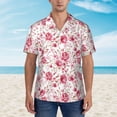 thumbnail image 2 of Fuzoiu Rose Flowers Print Hawaiian Shirt for Men, Summer Beach Casual Short Sleeve Button Down Shirts, Men’s Beach Summer Shirts with Pocket,X-Large, 2 of 7