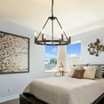 thumbnail image 5 of Magic Home 6-Light Wagon Wheel Chandelier,Modern Farmhouse Large Round Chandelier,Round Kitchen Island Light,Black frame + black lamp head, 5 of 9