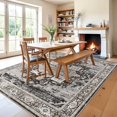thumbnail image 4 of General Washable 8x8 Square Rug - Large Rugs for Living Room Stain Resistant Carpet Soft Rugs for Married Woman in Bedroom Kitchen with Non Slip Backing Home Decor Floor 8x8 Black, 4 of 16