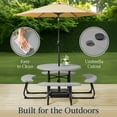 thumbnail image 4 of Best Choice Products 8-Person Circular Outdoor Picnic Table w/ 4 Benches, Umbrella Hole, 2000lb Capacity - Light Gray, 4 of 7