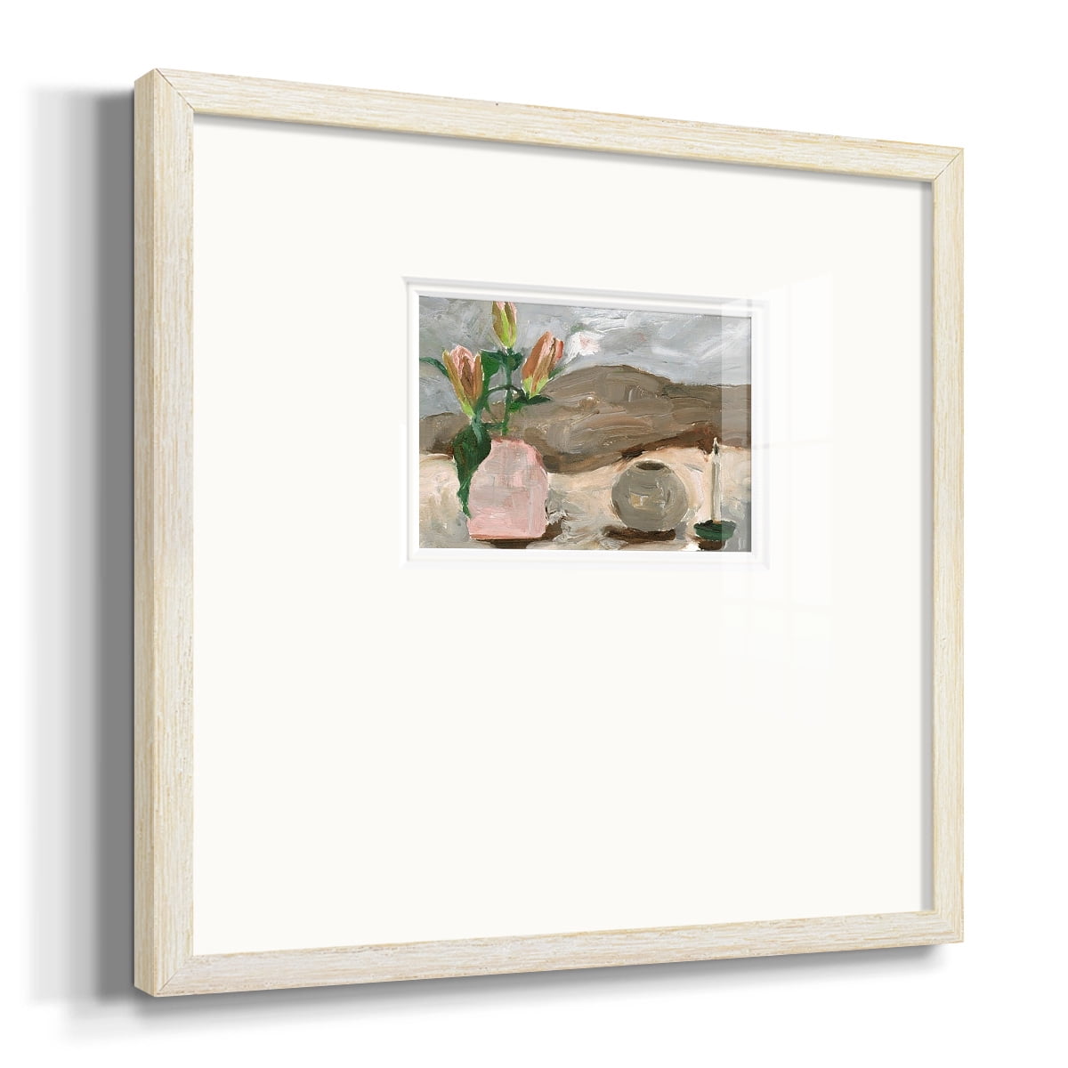 Vase of Pink Flowers VPremium Framed Print