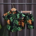 thumbnail image 2 of Fancifize Family Matching Outfits Boys Hawaiian Shirt and Shorts Toddler Boy Tropical Print Button Down Floral Shirts Set for 1-8Y Kids, 2 of 3
