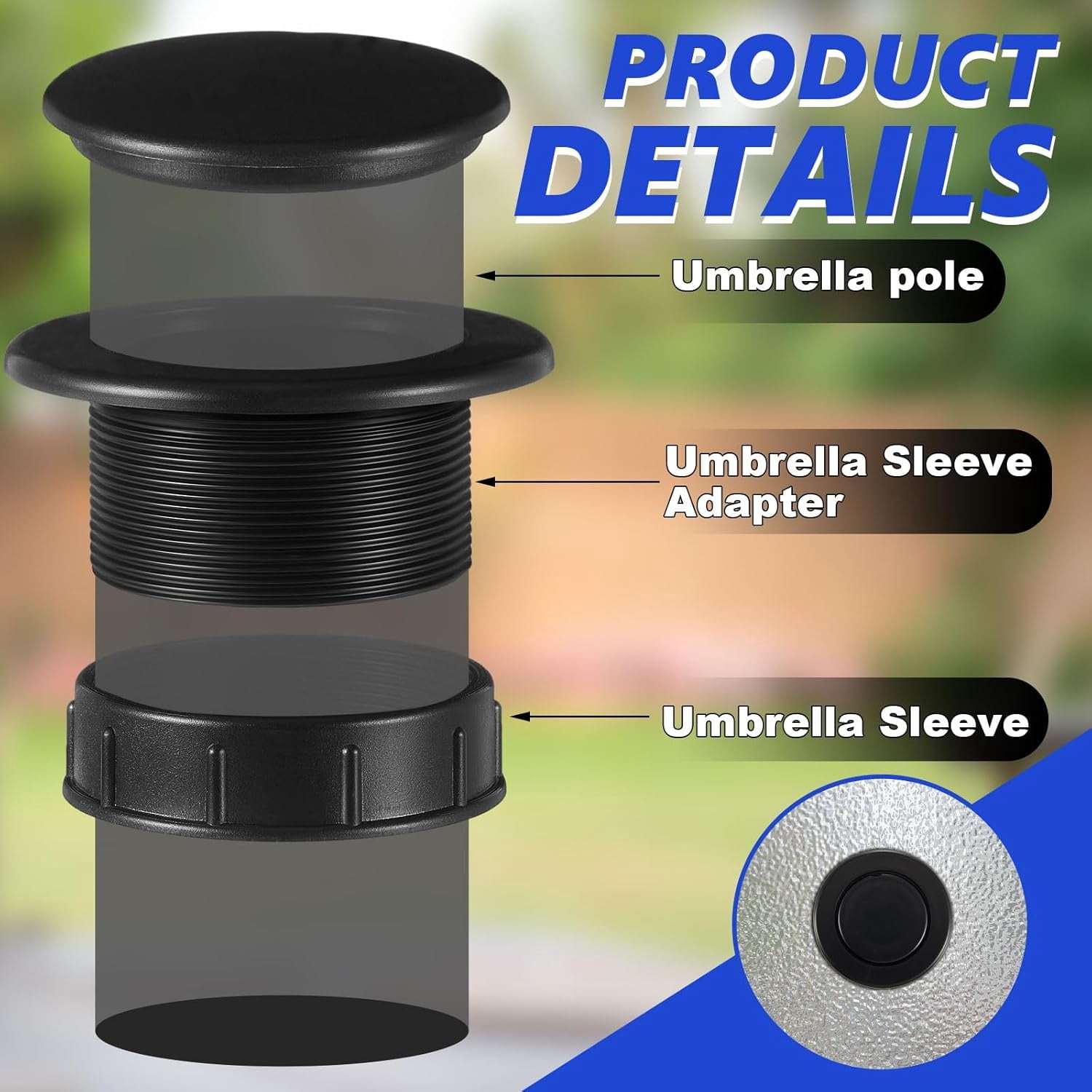 Bexikou Thicker Patio Table Hole Cover Insert,2 Pcs Patio Table Umbrella Hole Ring Plug Cap Set,Deck Table Umbrella Holes Plug Replacement Parts for Outdoor Patio Table Garden Yard