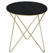 Homcom Table d'appoint ronde pour canapé 43,2 cm, table d'appoint en bois, table basse d'appoint avec pied en métal pour salon, chambre, noir et doré