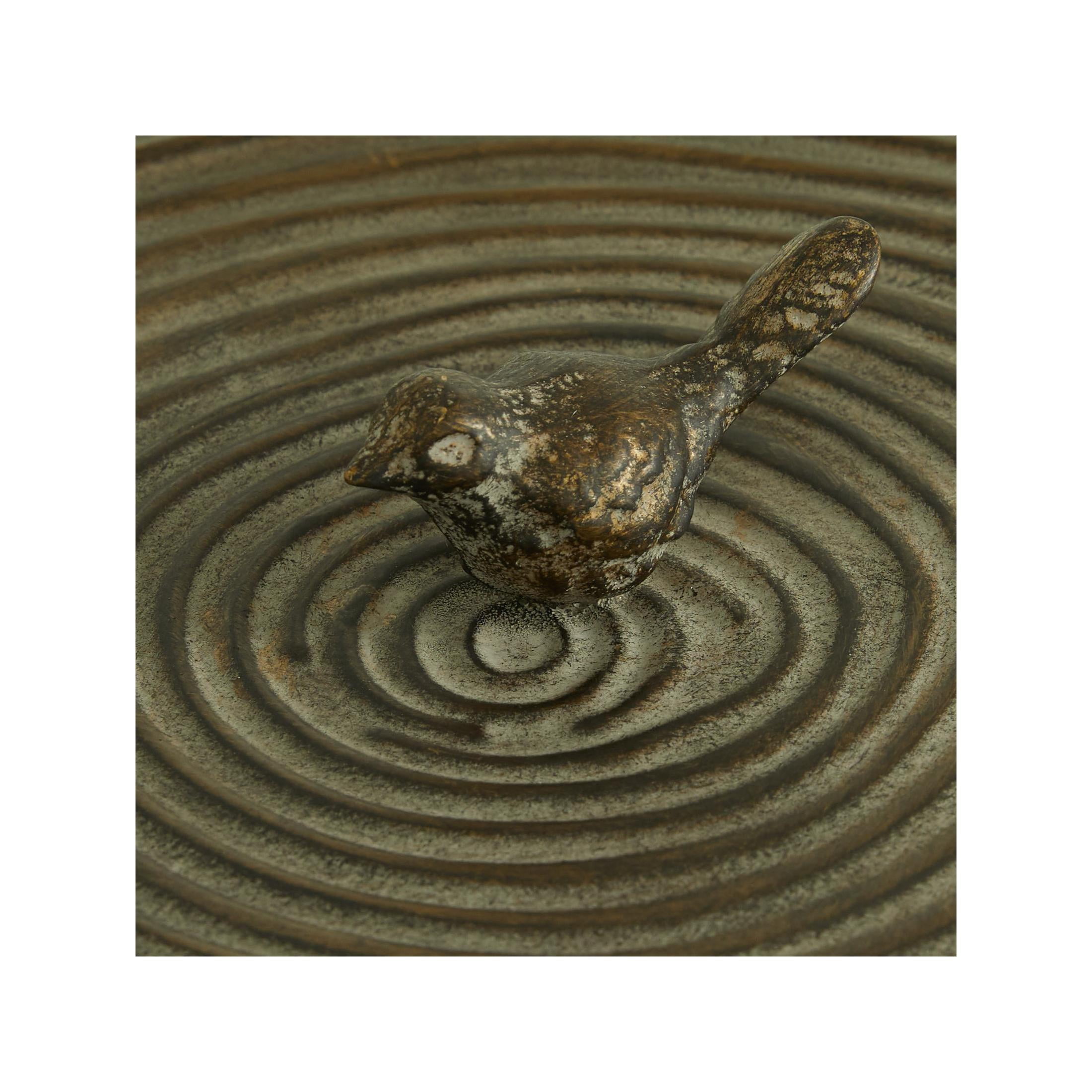 DecMode 7", 6"H Bronze Metal Bird Carved Decorative Jars, 2-Pieces