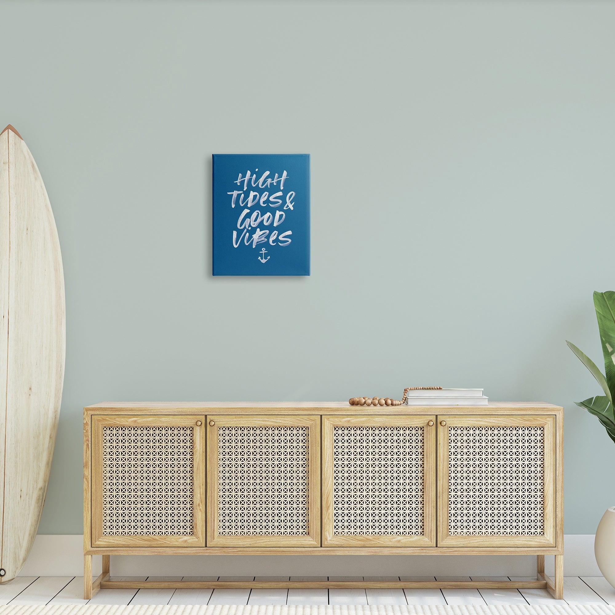 Stupell Industries High Tides Good Vibes Nautical Phrase Sea Anchor, 36 x 48,Design by Wild Apple Portfolio