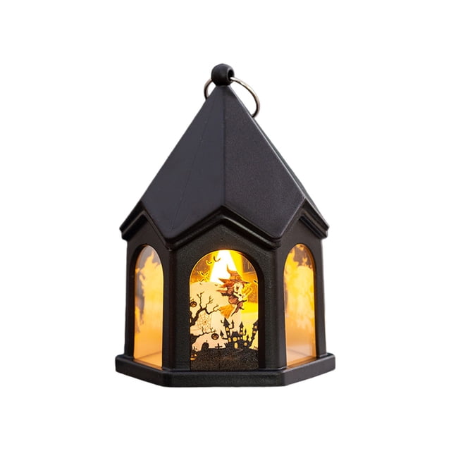 LED Halloween Night Light Lamp Skeleton Witch Pumpkin Design Battery Powered Portable Decor with AG10 Button Cell Batteries