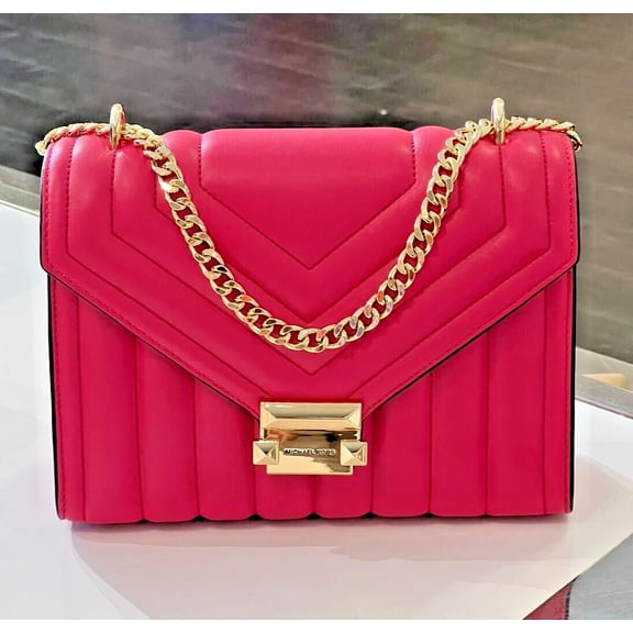 Michael Kors Whitney Medium Flap Chain Shoulder Bag,Electric Pink