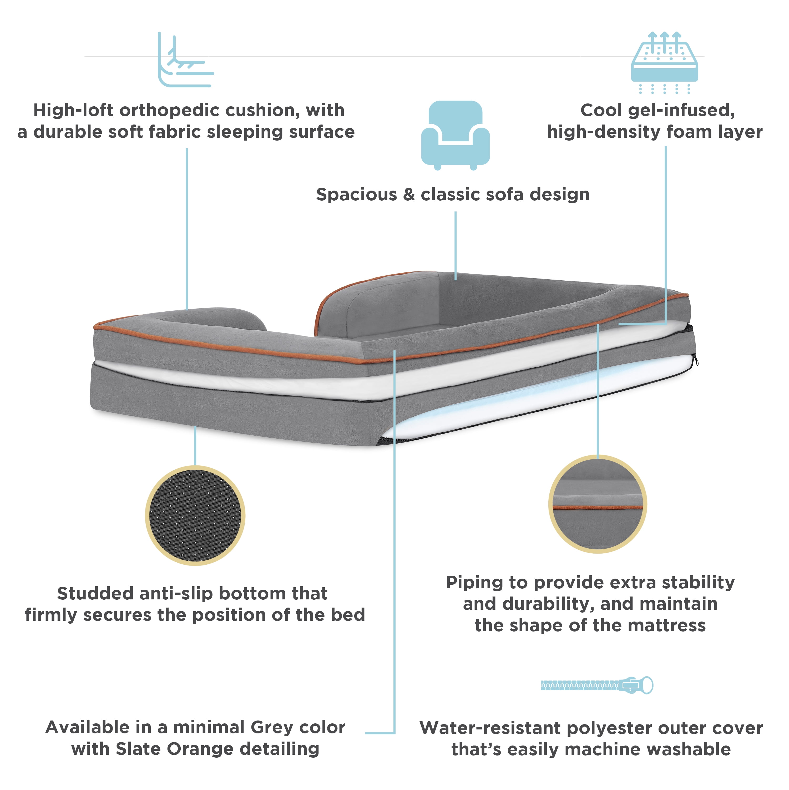 TailZzz Snuggle Pet Mattress | Large to Extra Large 2-in-1 Cool Gel Infused Dog Mattress