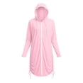 thumbnail image 4 of Women's UPF 50+ Sun Protection Long Shirt Full Zipper Drawing Hem Lightweight Tops for Beach Swimming Outdoor Pink XXXL, 4 of 6