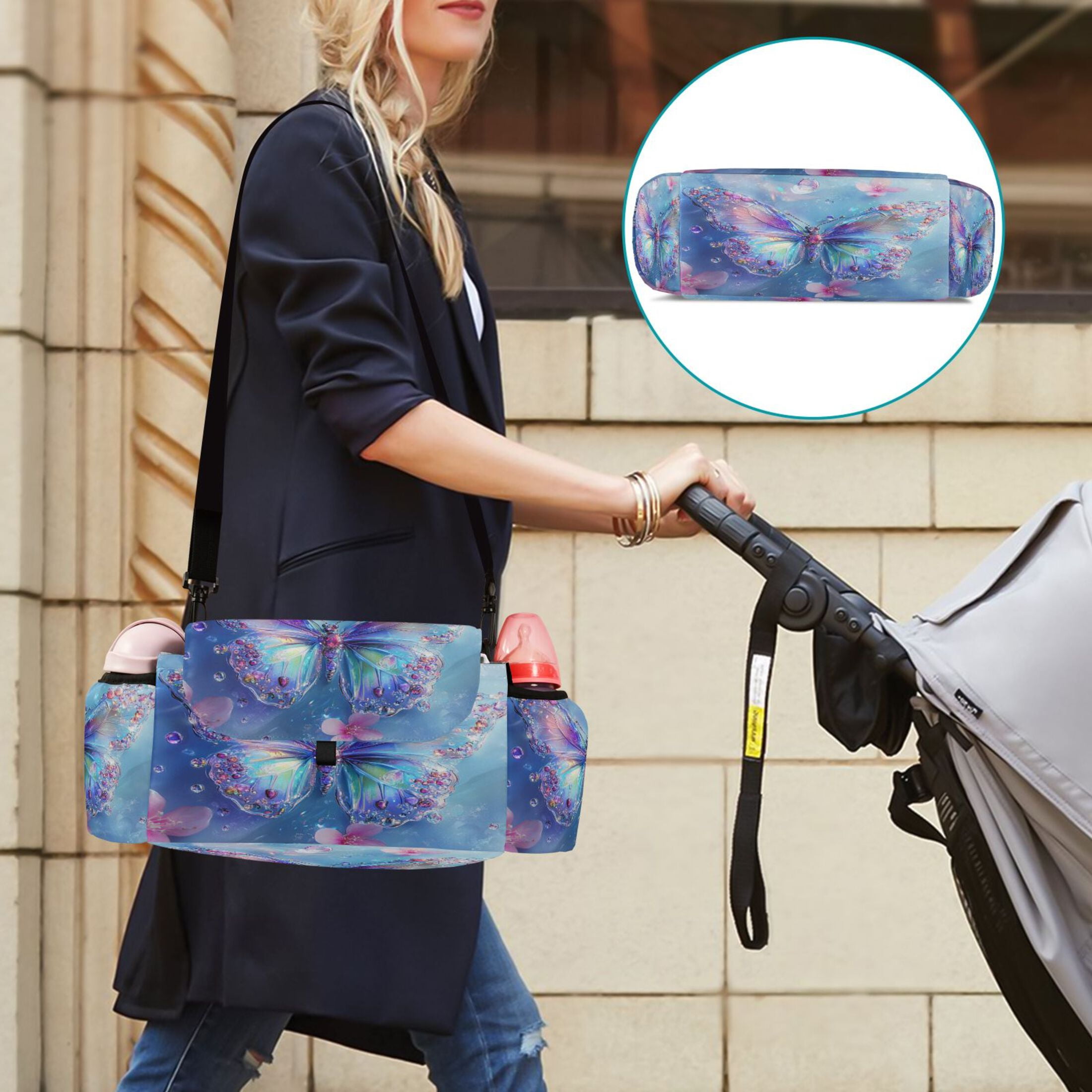 DIXRUYEE Stroller Organizer Ethereal Elegance Printed