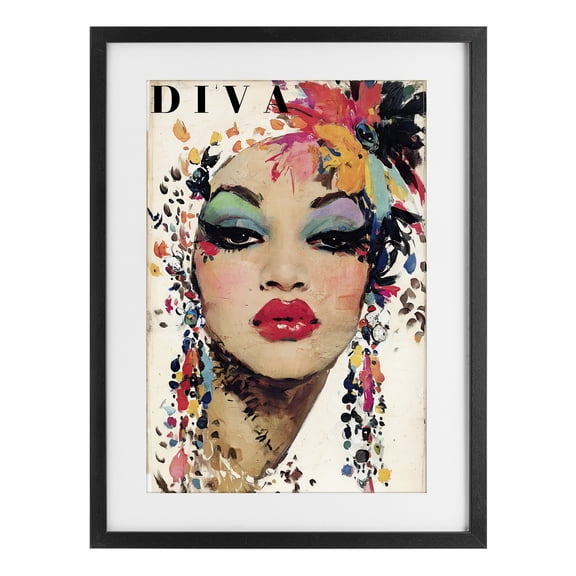 Stupell Industries Diva Fashion Portrait Black Framed Print Under Glass, design by Annabelle Hall