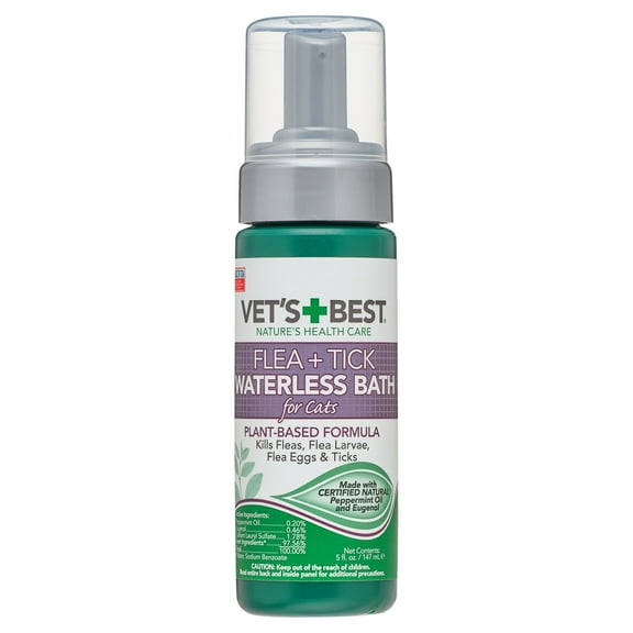Vet's Best Flea & Tick Cat Waterless Bath Foam 5 oz