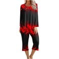 thumbnail image 2 of Lounge Sets For Women 2 Piece 2PC Round Neck Long Sleeve Two-piece Comfortable Home Pajamas Set Sports Set Up to 65% off, 2 of 5