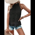 thumbnail image 1 of Camisetas Sin Mangas para Mujer, Blusa de Encaje Calado con Bordado de Ojales, Camisetas Sin Mangas Negro XL, 1 of 10