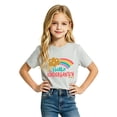 thumbnail image 4 of Glisme T Shirts For Girl 6-7 Years Short Sleeve Cartoon Pattern Tops O Neck Tee Simple Daily Wear Light Gray, 4 of 4