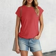 thumbnail image 4 of Womens T Shirts Summer Tops 2025 Solid Color Cap Sleeve Crewneck Breathable Casual Basic Tees Tshirts Shirts for Women, 4 of 7