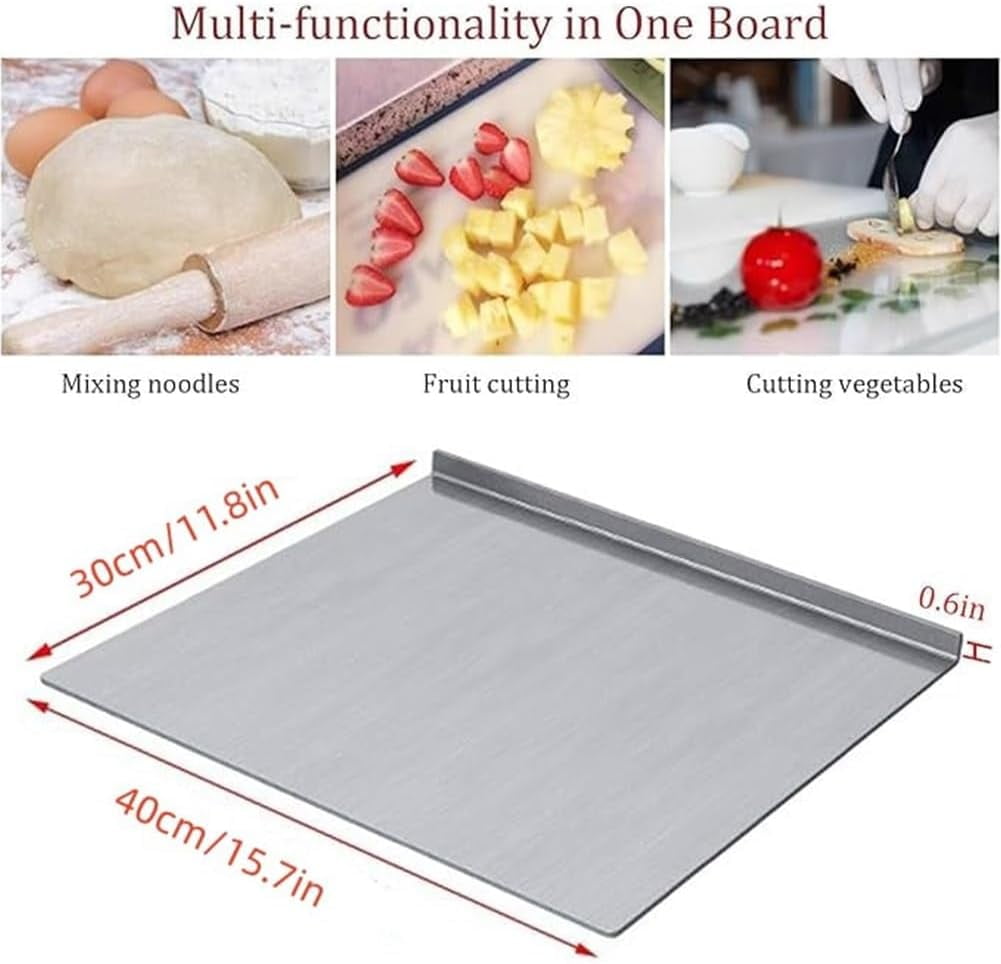 Stainless Steel Cutting Board with Rim, Metal Cutting Boards for Kitchen, Countertop Chopping Board, For Bread Meat, Extra Large Sink Kneading Mats with Lip, Dough Board Dishwasher(19.7*19.7in)