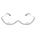 thumbnail image 3 of tamizeot Integrated Metal Frame Eyeglass Frame With Rhinestone Jewelry Sparkling Crystal Rhinestone W-shaped silver, 3 of 6