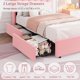 thumbnail image 2 of Estilizado para rosa tamaño individual size bouclé forrado platform marco de cama con wavy cabecero y 2-cajón almacenamiento estante de libros-no box spring required, 2 of 7