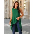 thumbnail image 4 of DARING DIVA Women's High Low Hem Crew Neck Sleeveless Tunic Top Dark Green L, 4 of 8