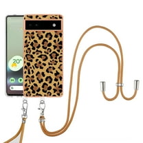 Slim Fit Case for Google Pixel 6a, Luxury Pattern Adjustable Crossbody Lanyard Shoulder Neck Strap Clear Design Case for Women Girl Teen Silicone Soft for Google Pixel 6a, Leopard