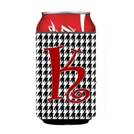 

Letter K Initial Monogram - Houndstooth Black Can Or Bottle Hugger