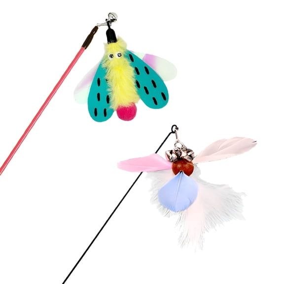 BESTSKY 2Pcs Interactive Cat Toy,Fun Streamers Interactive Cat Toys for Indoor Cats,Quick Action Playtime Cat Stuff,Style1