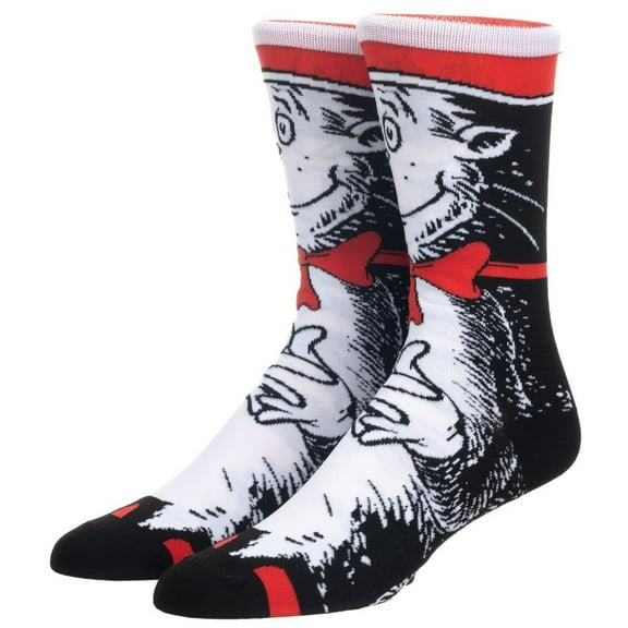 Dr Seuss Cat in the Hat 360 Character Crew Socks for adult