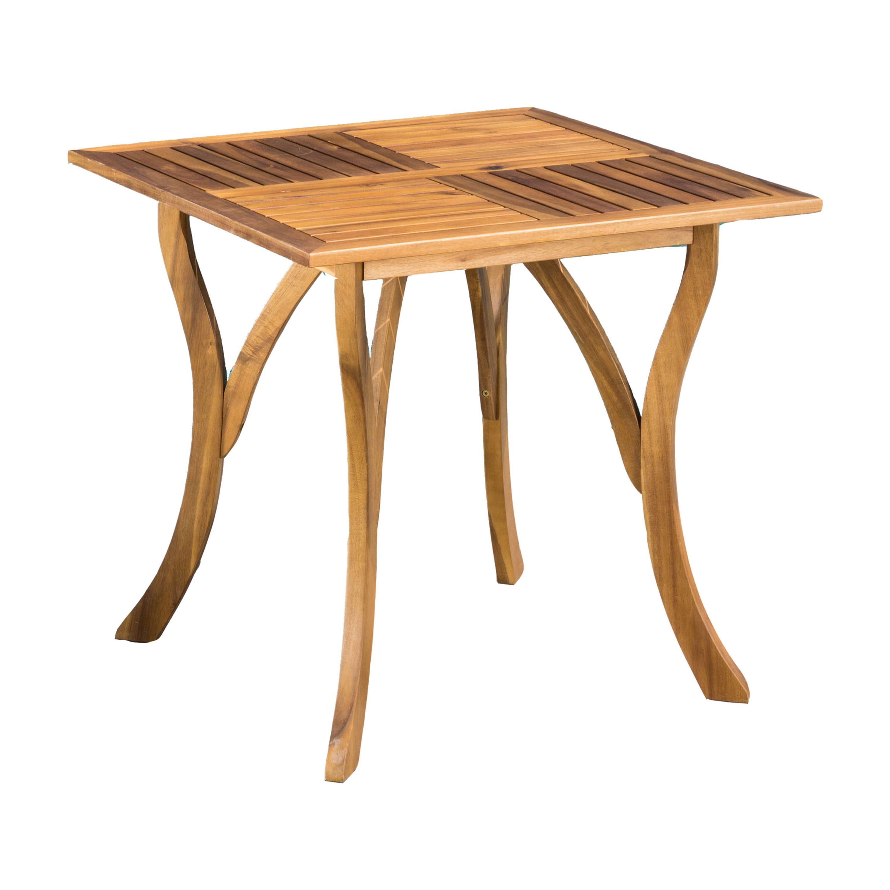 Outdoor Acacia Wood Dining Table with Slat Panel Design, 31.5" Square Teak Finish, Transitional Style, Weather-Resistant Patio Furniture for Backyard