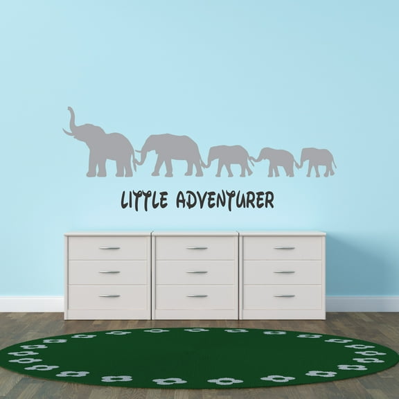 Animal Wall Decals for Boy's Bedroom - Elephant Family Silhouette Wall Sticker Decal With Easy Installation Instructions Kid's Bedroom Décor Wall Sticker - Size: 10 In x 4 In