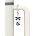 thumbnail image 3 of Delight Jewelry Silvertone 3-D Blue Striped Ornament - Silvertone Bow Charm Accessory for Tumblers and Thermal Cups, 3 of 4