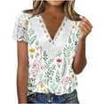 thumbnail image 2 of Womens Tops Clearance,Summer Tops for Women 2023 Trendy ,Women Fashion Summer Sexy Fold Printed Regular Women Short Sleeves V Neck Button Top Best Sell, 2 of 5