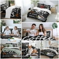 thumbnail image 5 of Coffee Beans Duvet Cover Set Twin Size, Coffee Cup Letterings Art Print 4 Piece Soft Microfiber Bedding Set with 1 Duvet Cover, 1 Flat Sheet, 2 Pillowcases, 5 of 9