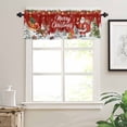 thumbnail image 7 of Merry Christmas Kitchen Curtains and Valances Set, Santa Claus Reindeer Snowing Xmas Star Red Rod Pocket Window Valance Window Curtain Panels for Living Room Bedroom Laundry, 27.5x36in, 3 Pieces, 7 of 7