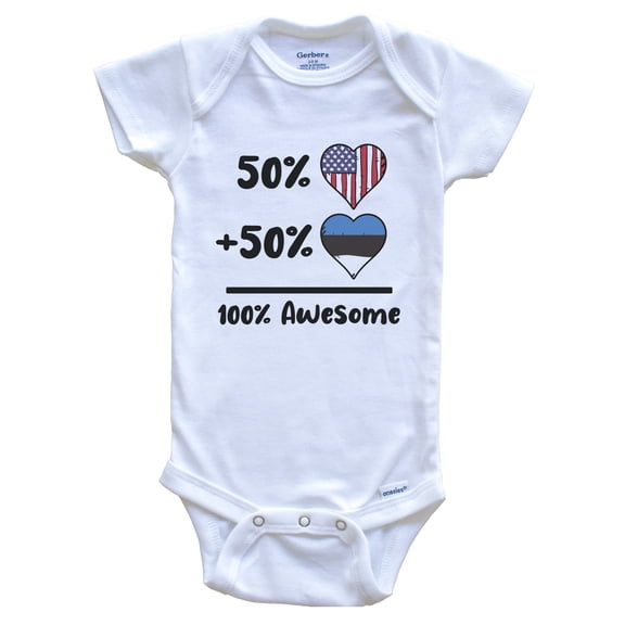 50% American 50% Estonian 100% Awesome Estonia Heart Flag Baby Bodysuit