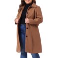 thumbnail image 4 of GRACE & GRANDEUR Women's Plus Size Winter Coats Single Breasted Jackets Long Trench Coats 3X Light Coffee, 4 of 5