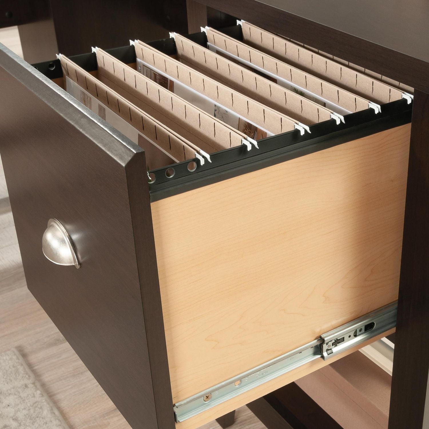 Sauder Summit Station L-Desk, Cinnamon Cherry, 435233