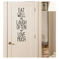 thumbnail image 1 of Eat Well, Laugh Often, Love Much Vinyl Lettering Wall Decal Sticker (Block Font 10"W x 28"H, Black), 1 of 2