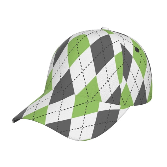 Rateoe Light green and black argyle Pattern Men’s Baseball Cap – Adjustable Curved Brim Hat, Soft Cotton Sports Cap for Outdoor, Casual, and Everyday Wear, Comfortable & Breathable