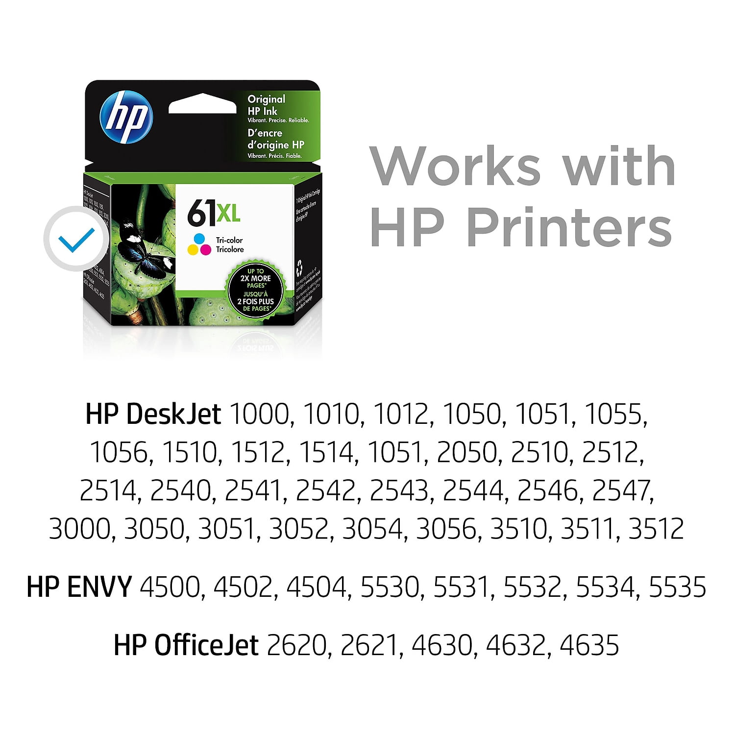 HP 61XL (CH564WN) Tri-Color Printer Cartridge, 1 Pack Approximately 300 Pages