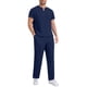 thumbnail image 3 of Ceisia Men's Solid Color Medical Scrubs Set V-Neck Short Sleeve Top Multi-Pocket Cargo Pants for Healthcare Workers Dark Blue S Gifts, 3 of 8