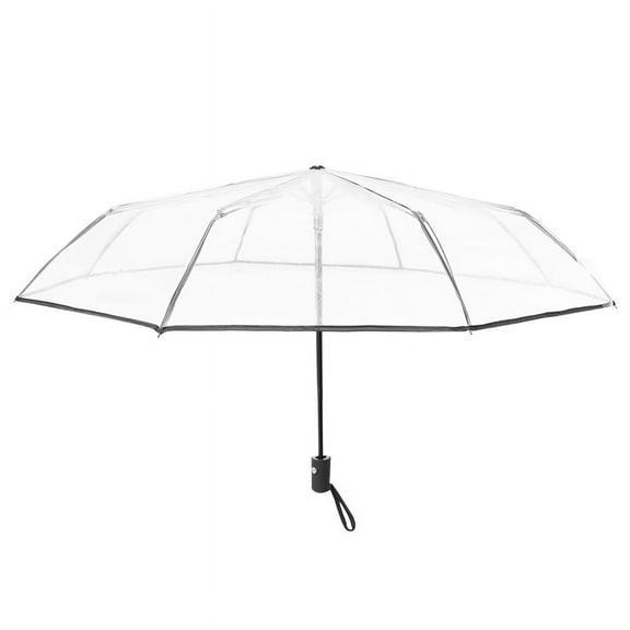 Transparent Umbrella Automatic Umbrella Rain Women Men Auto Umbrella Compact Folding Windproof Style Clear umbrella,Transparent   black border